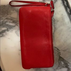 Coach Large Double Zip Wristlet Pebble Leather